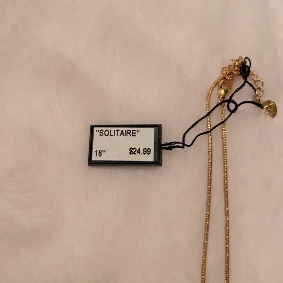 Fifth Avenue Collection “diamond” solitaire pendant on gold tone necklace - Picture 2 of 4